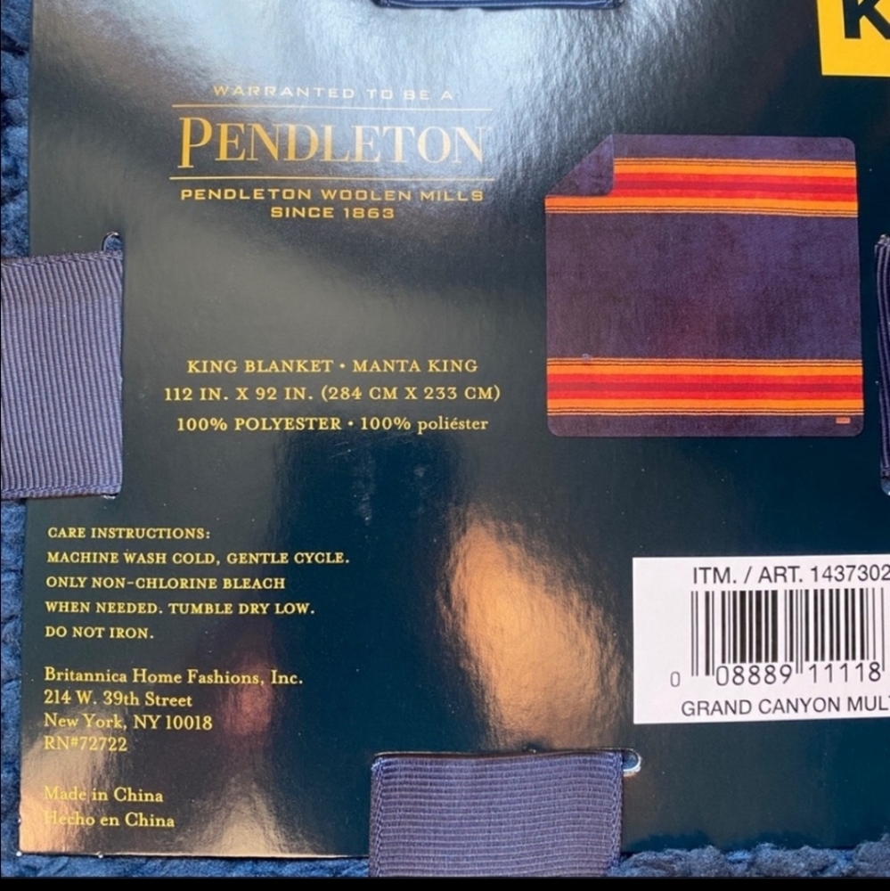 NWT Pendleton sherpa fleece striped king blanket - Picture 6 of 10
